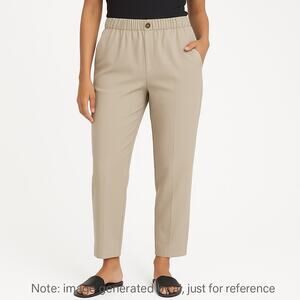 ALA Beige Elastic Waist Straight Leg Pants womens Size 8